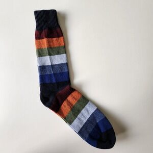 Wool Socks Striped Crew Mens Large Warm Cozy Winter Hiking Camping Cabin Gorp